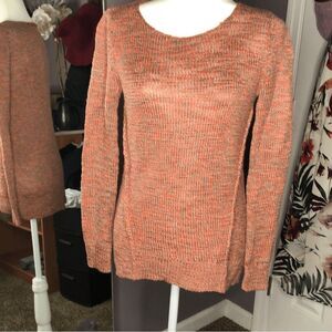 BP women’s long sleeve scoop neck wool blend sweater pink & tan knit. Size  S